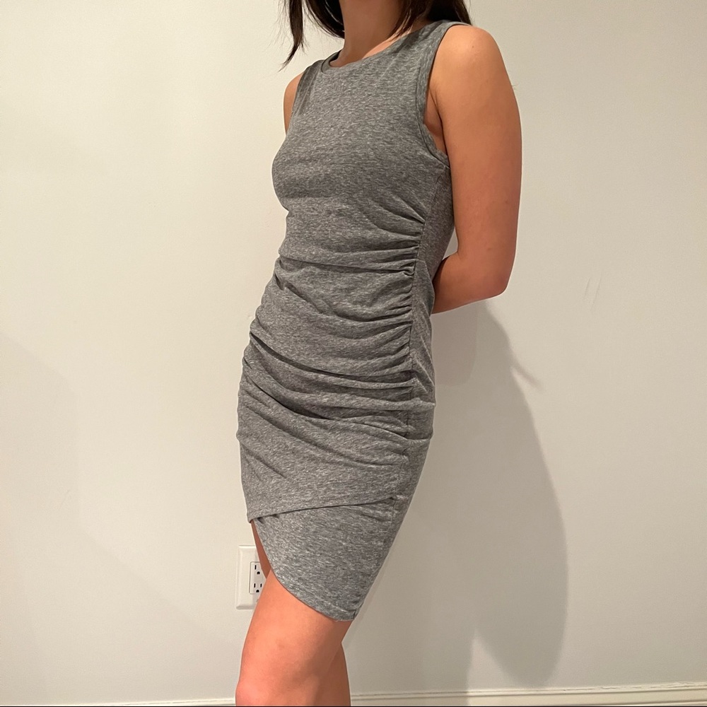 Leith Grey Asymmetrical Mini Dress